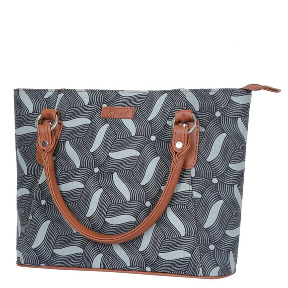 Handcrafted Olive Green Print Fabric Top Handle Handbag, Ladies Satchel Purse - Picture 9 of 11